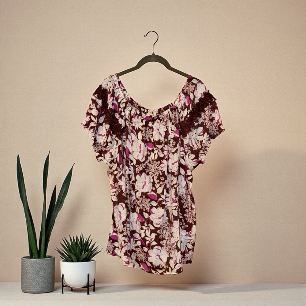 Como Blu Floral Top 1X